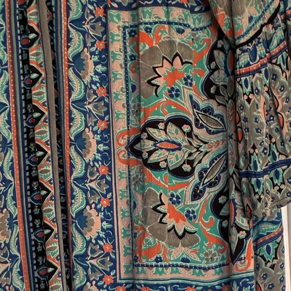 Vibrant Blue and Orange Women's Kimono - Picture 8 of 11